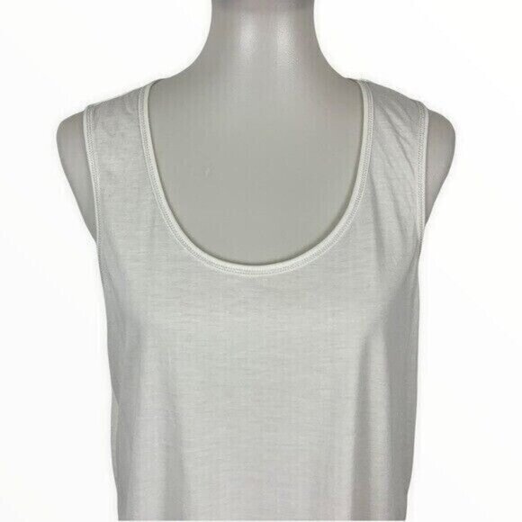 French Connection Tank Top Large White Sleeveless Tiered Sheer Resort - Picture 2 of 7